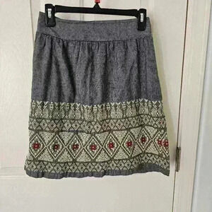 Lucky Brand Mexican Embroidered Denim Skirt Size XS